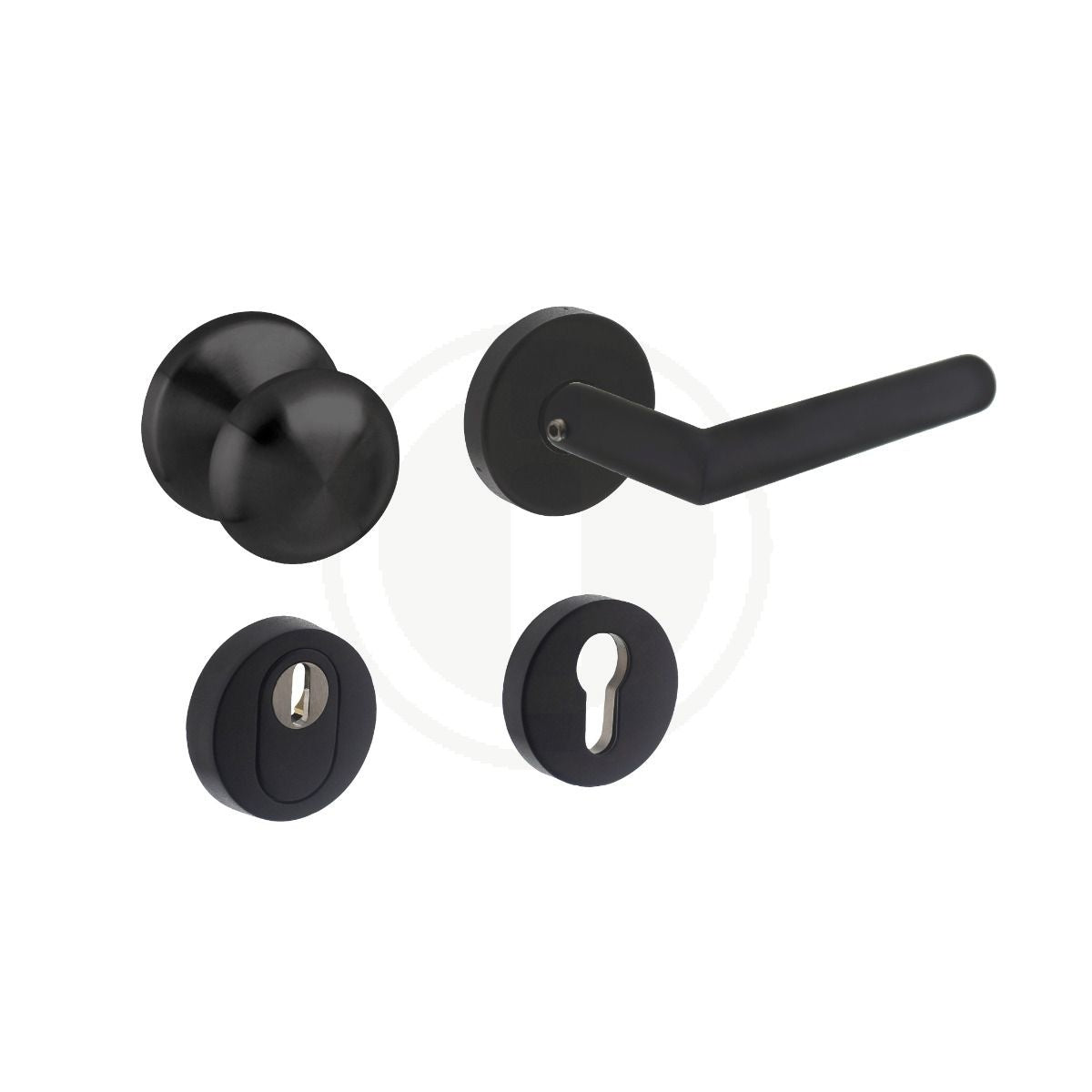 Front door set security fitting SKG*** round stainless steel black