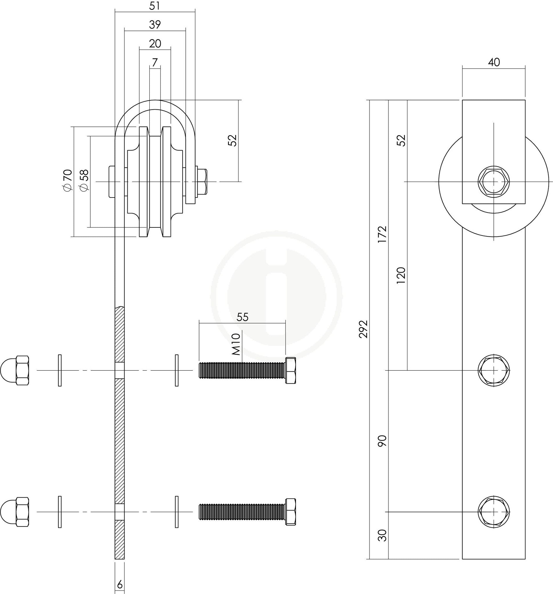 Set hangrollen basic antiek finish