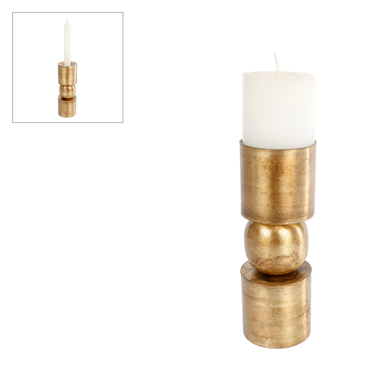 Tea Light Holder/Candlestick "Marco" - Gold Metal, Multifunctional Design