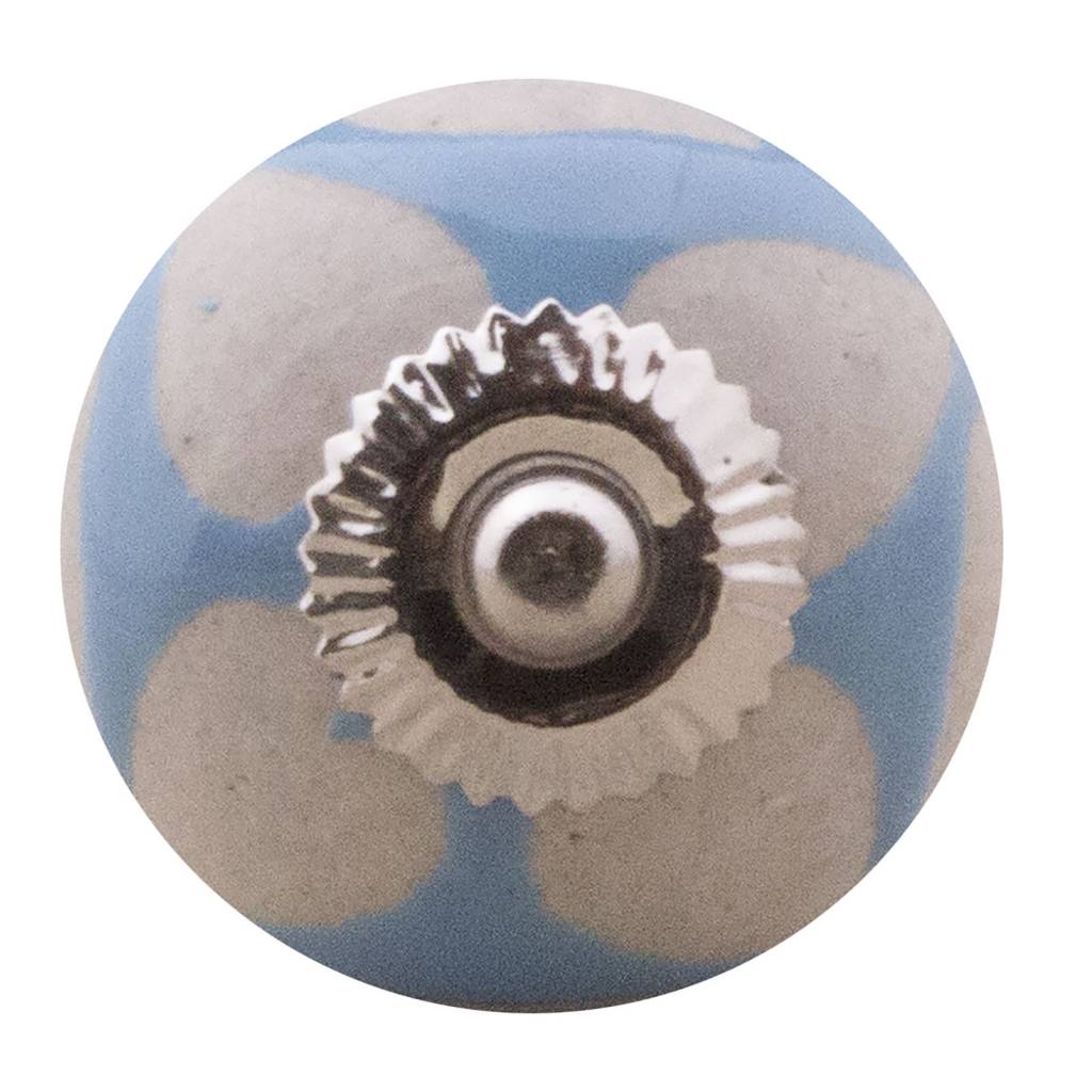 Meubelknop 40mm blauw beige hartjes