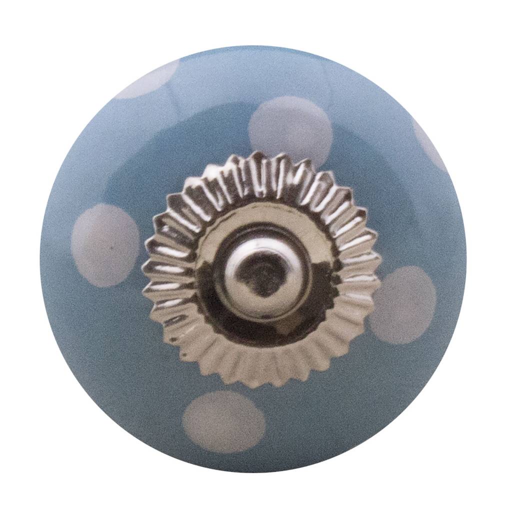 Furniture knob 40mm blue and white dotted