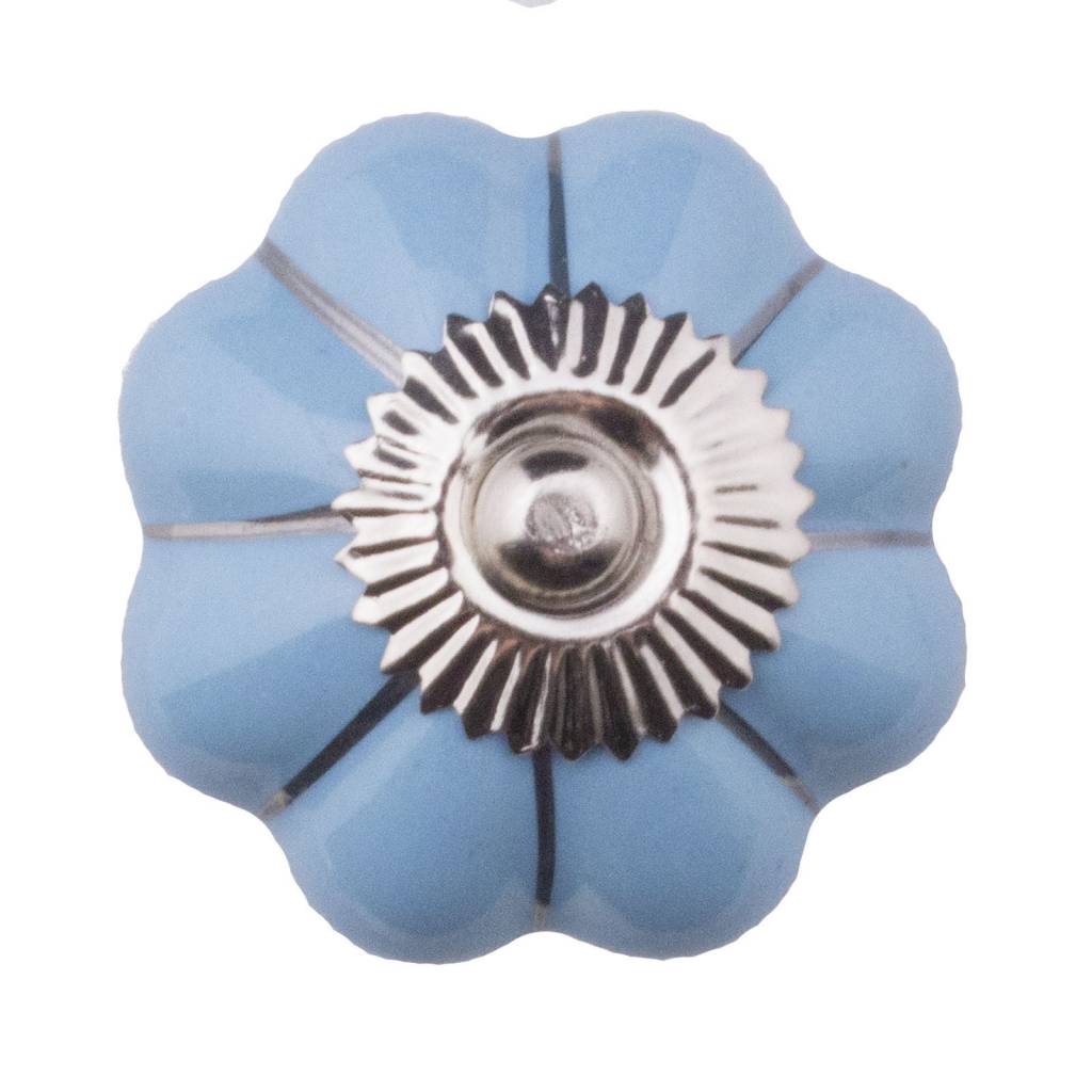 Furniture knob 40mm blue silver flower