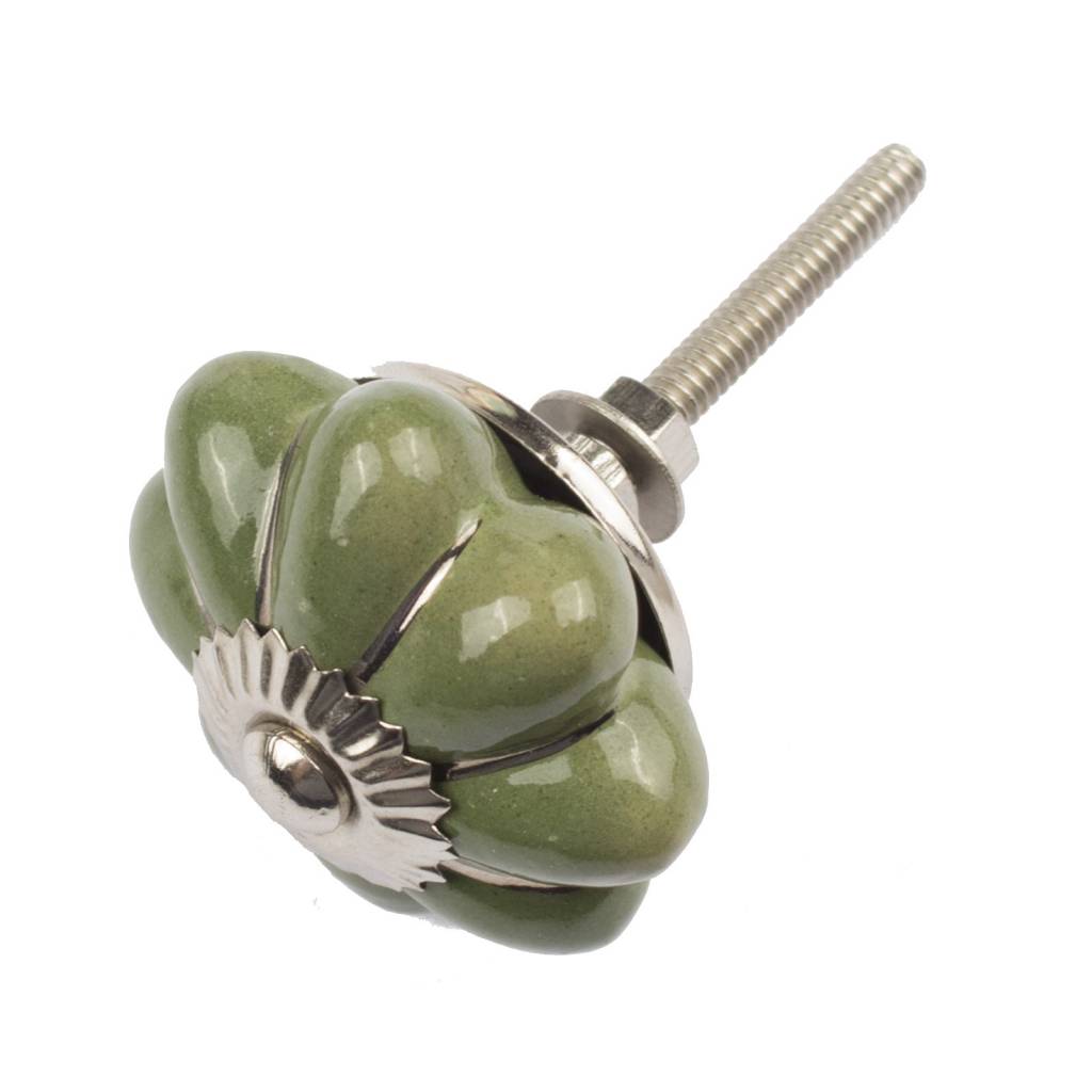 Furniture knob 40mm green silver flower