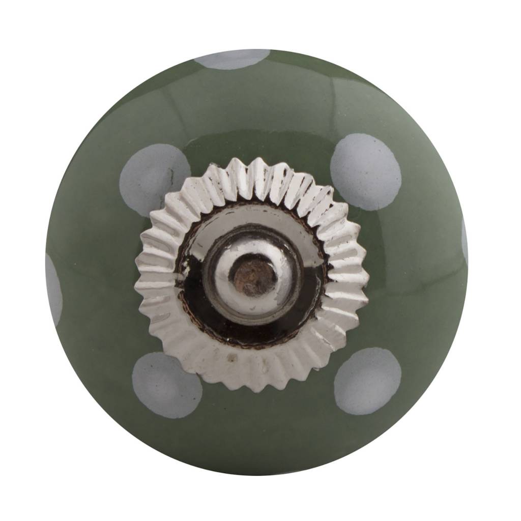 Furniture knob 40mm green white dotted