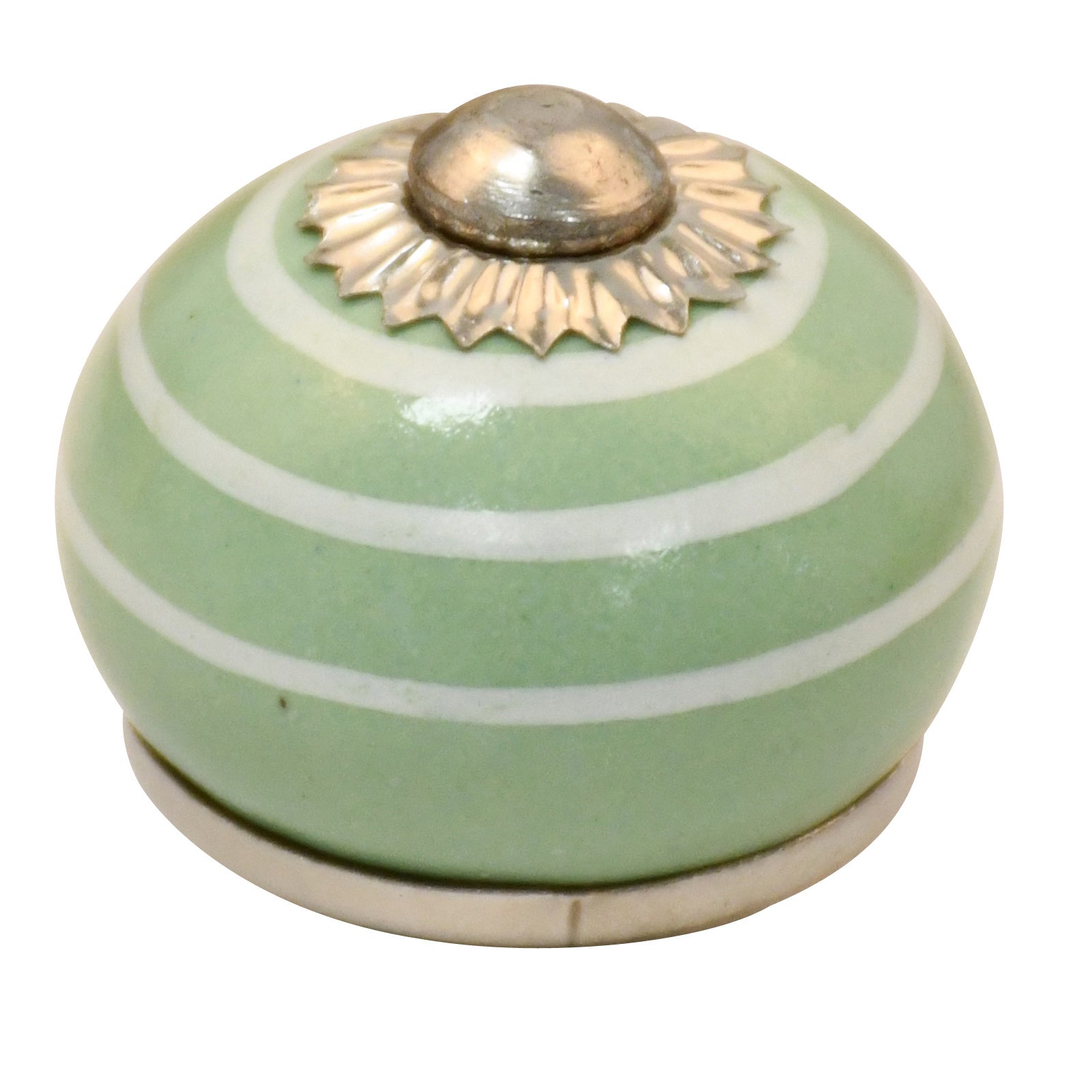 Furniture knob 30mm green white dotted