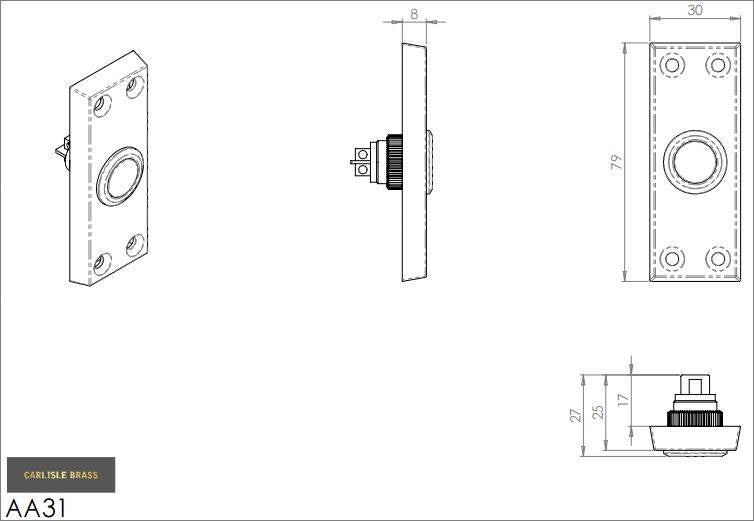 Brass doorbell button from Carlisle Brass