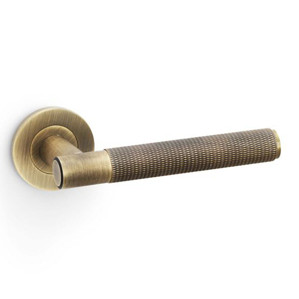 Spitfire Knurled Door Handle on Round Rosette - Pair