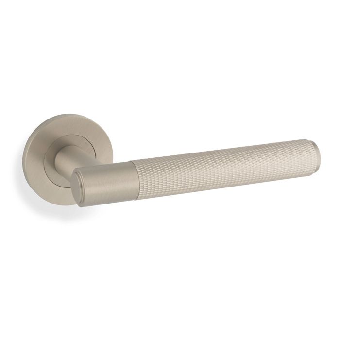 Spitfire Knurled Door Handle on Round Rosette - Pair