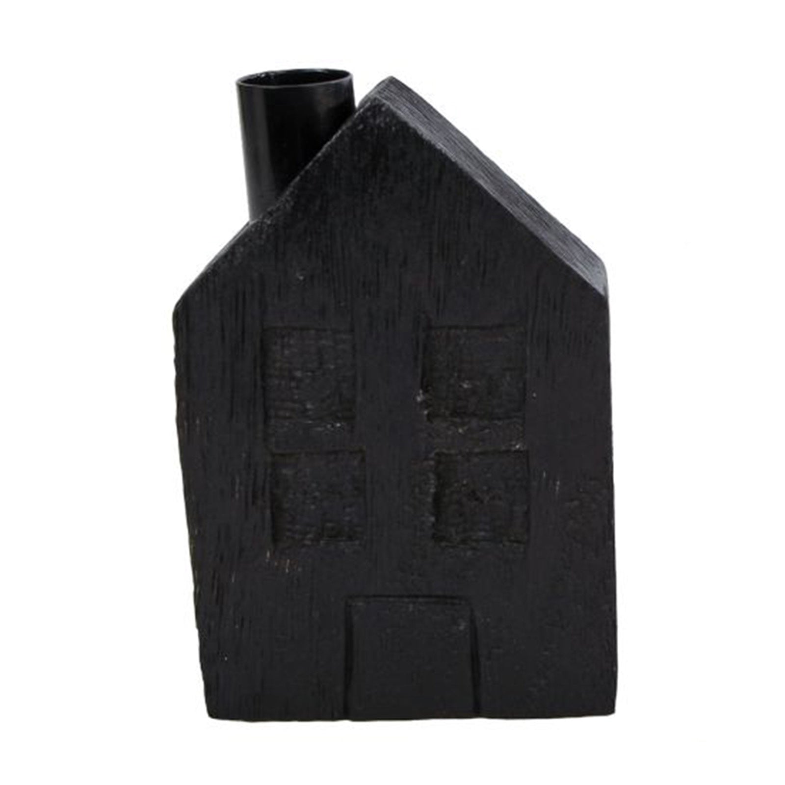 Candle holder House L - black or brown mango wood