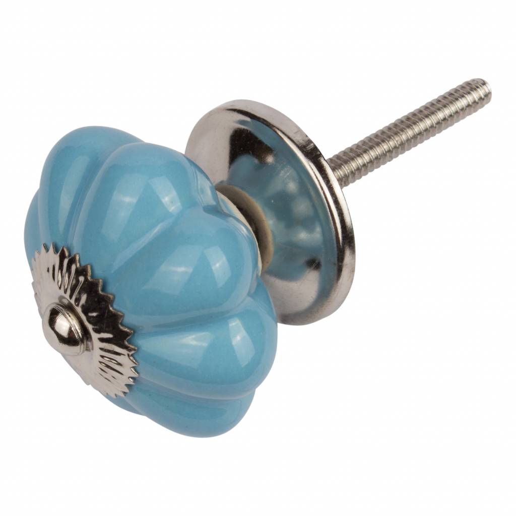 Furniture knob 40mm flower blue