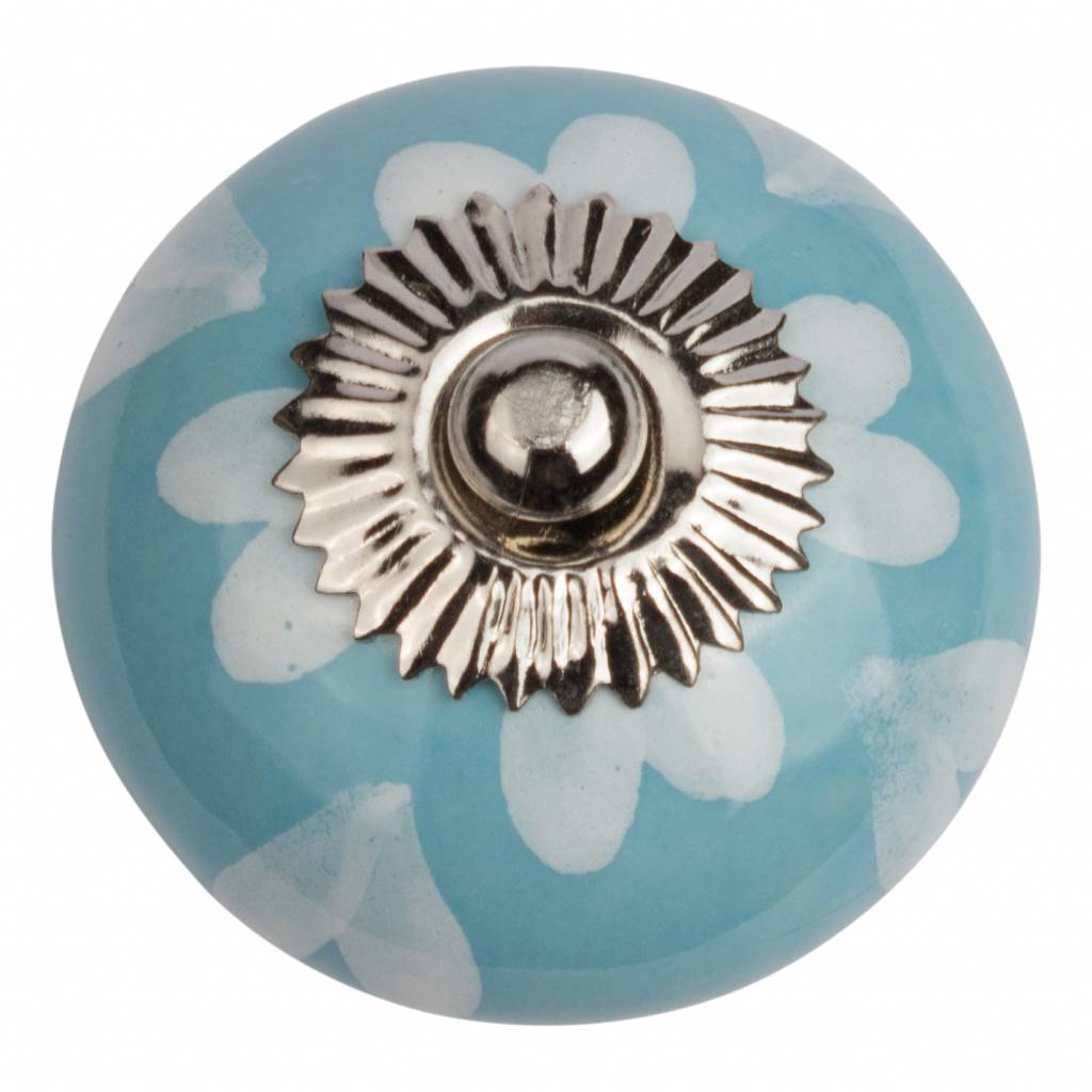 Furniture knob 40mm blue white hearts