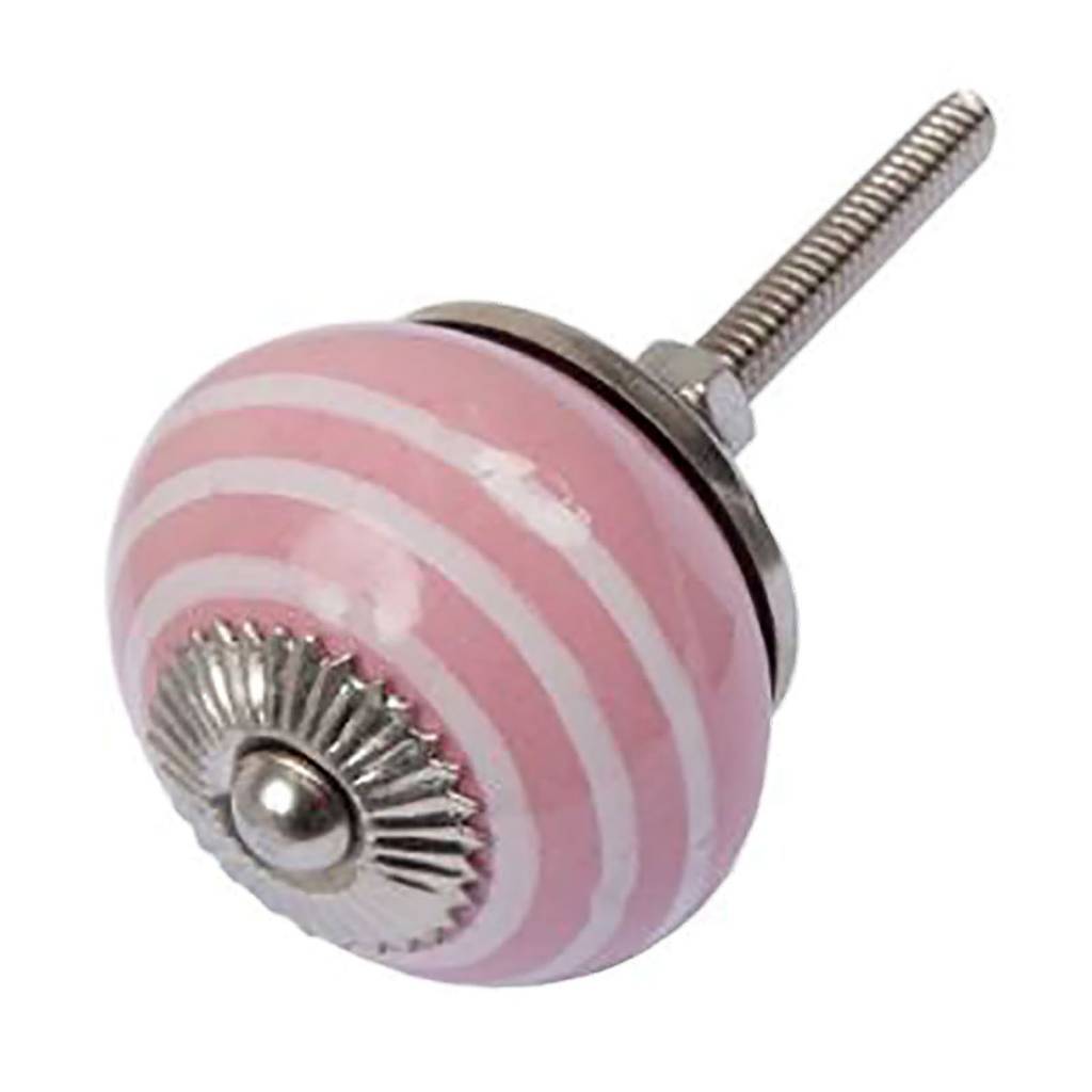 Furniture knob 40mm pink white striped