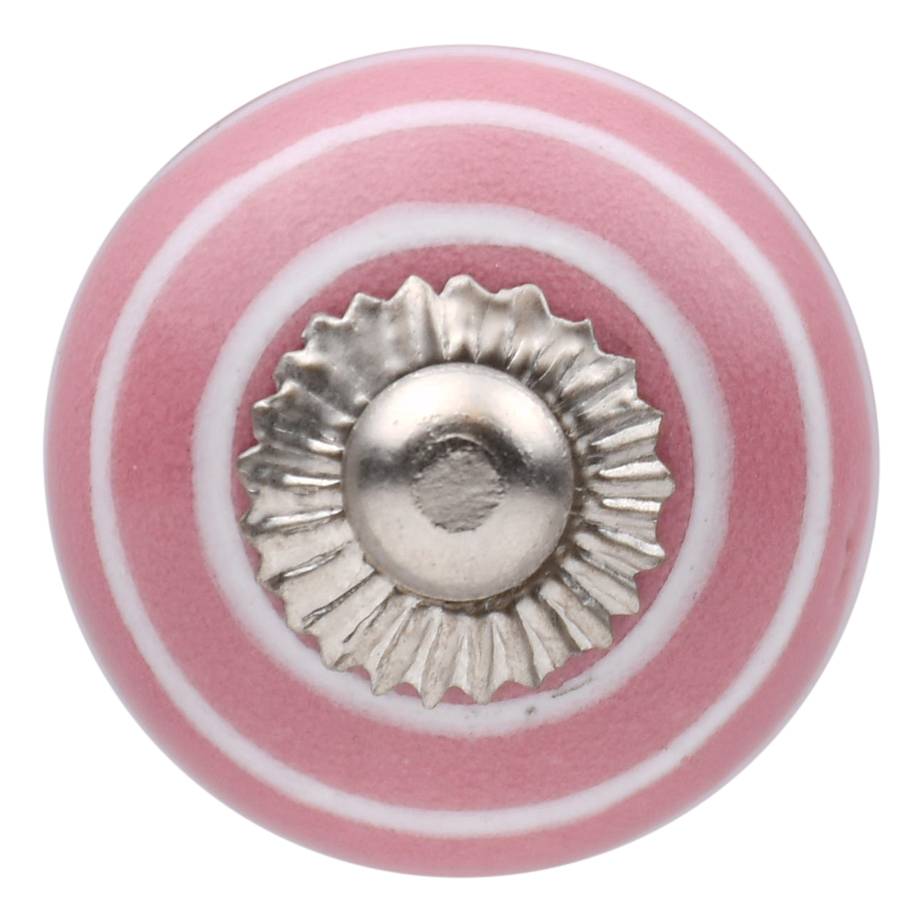 Furniture knob 30mm pink white striped 30mm