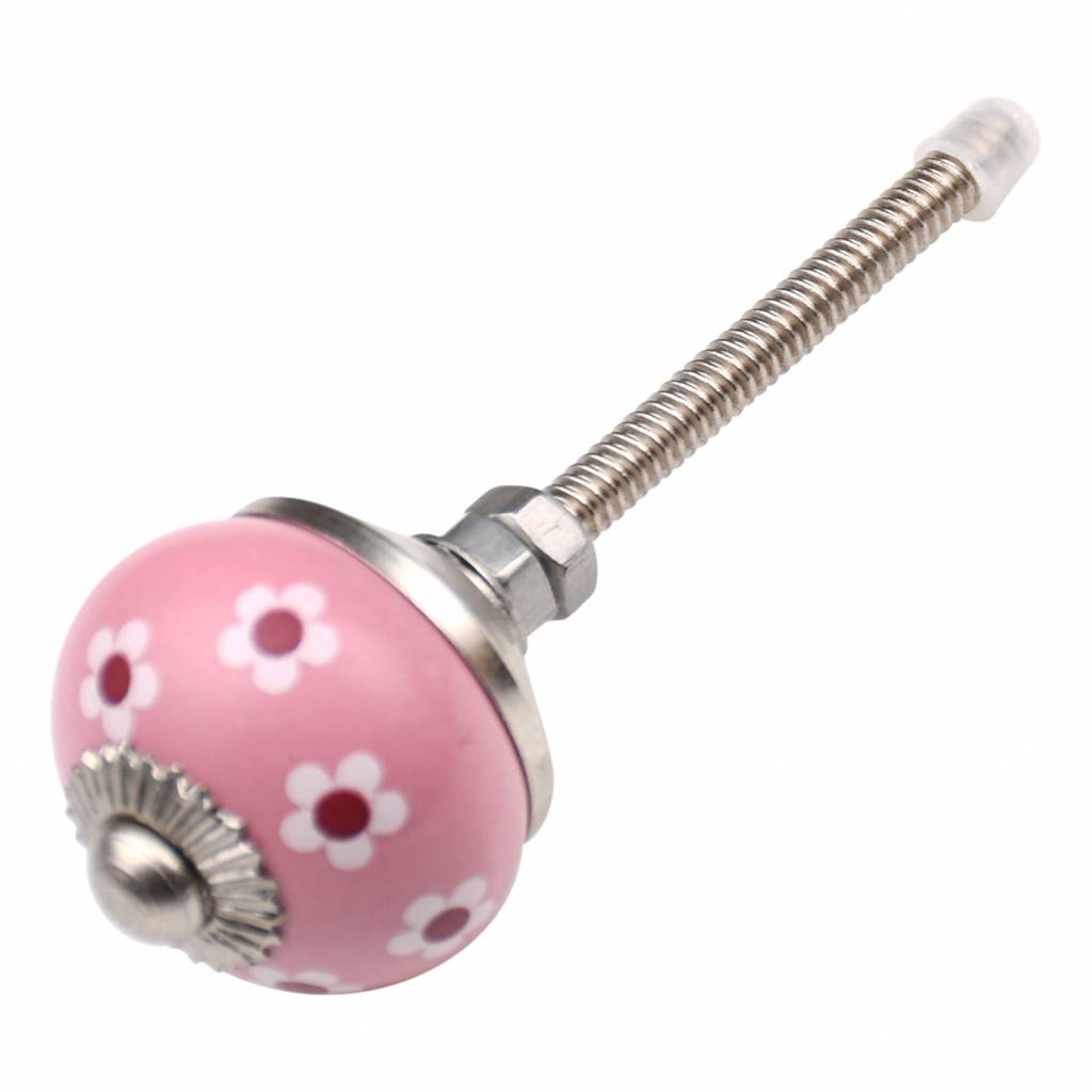 Furniture knob 30mm pink white red flowers