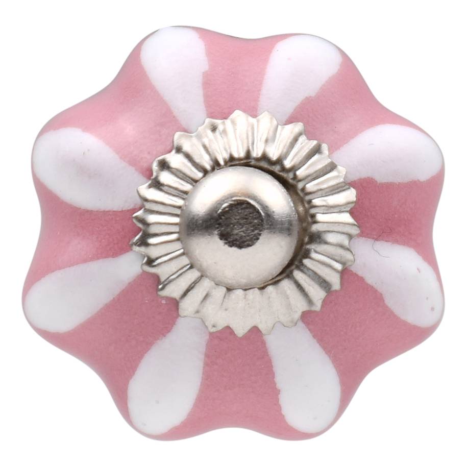 Furniture knob 30mm pink white flower