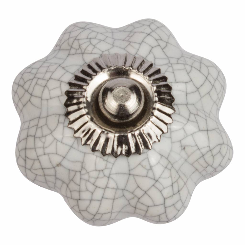 Furniture knob 40mm white flower crackled