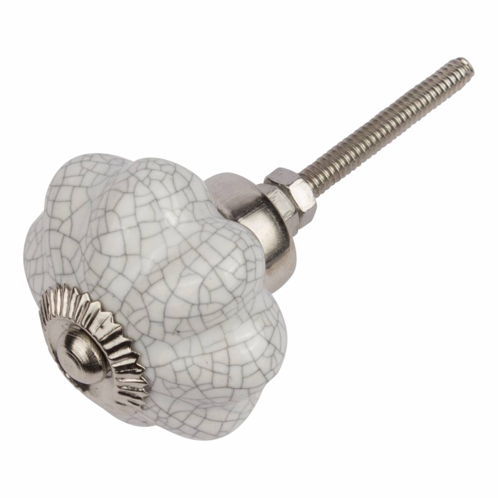 Furniture knob 40mm white flower crackled