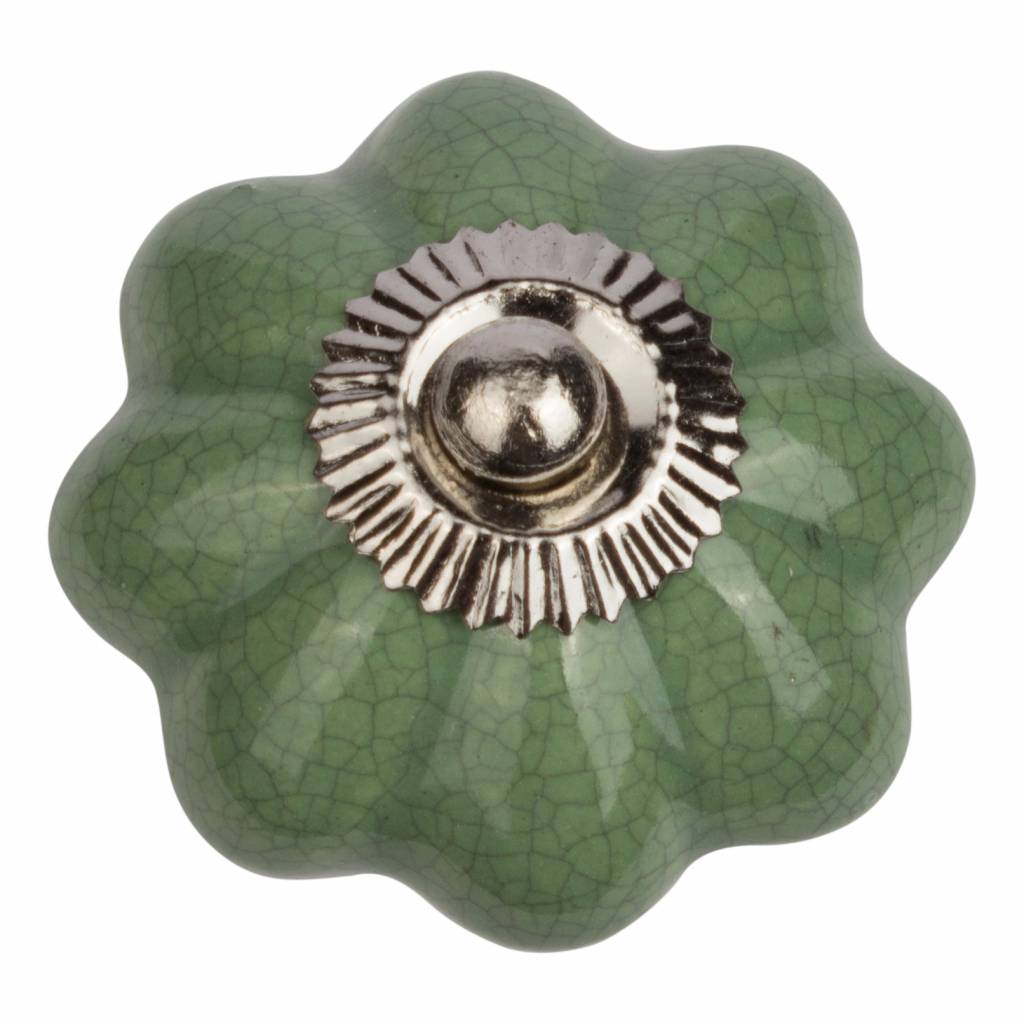 Furniture knob 40mm green flower crackled