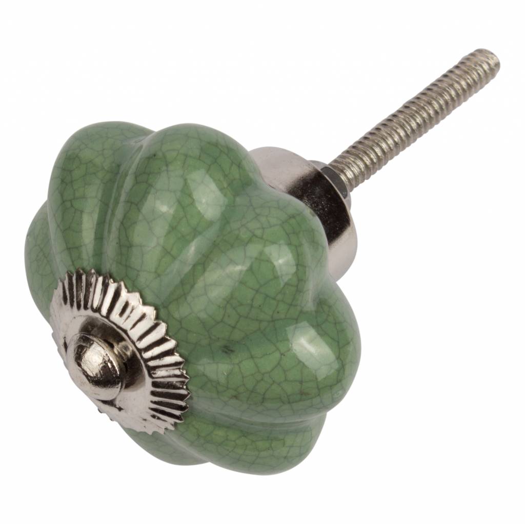 Furniture knob 40mm green flower crackled