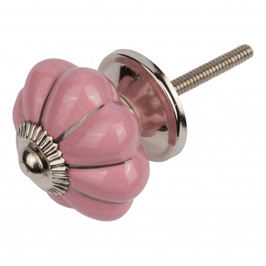 Meubelknop 40mm bloem, roze zilver