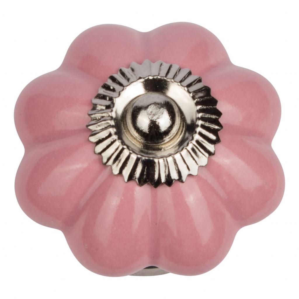 Furniture knob 40mm flower pink