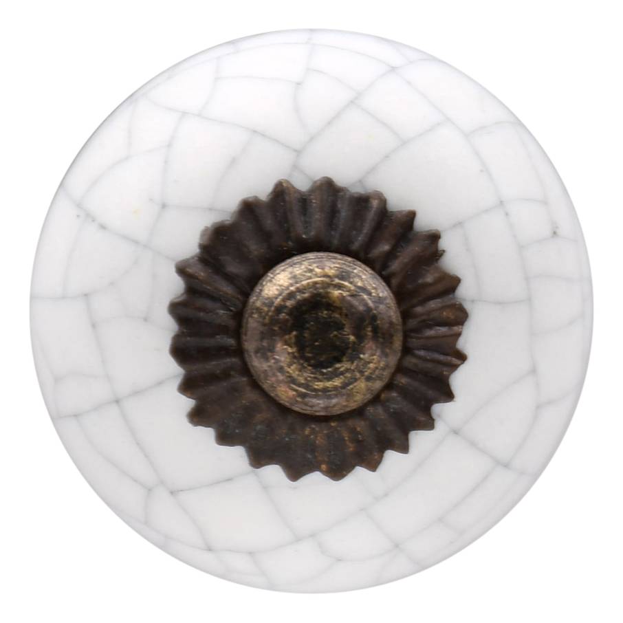 Furniture knob 30mm white crackled