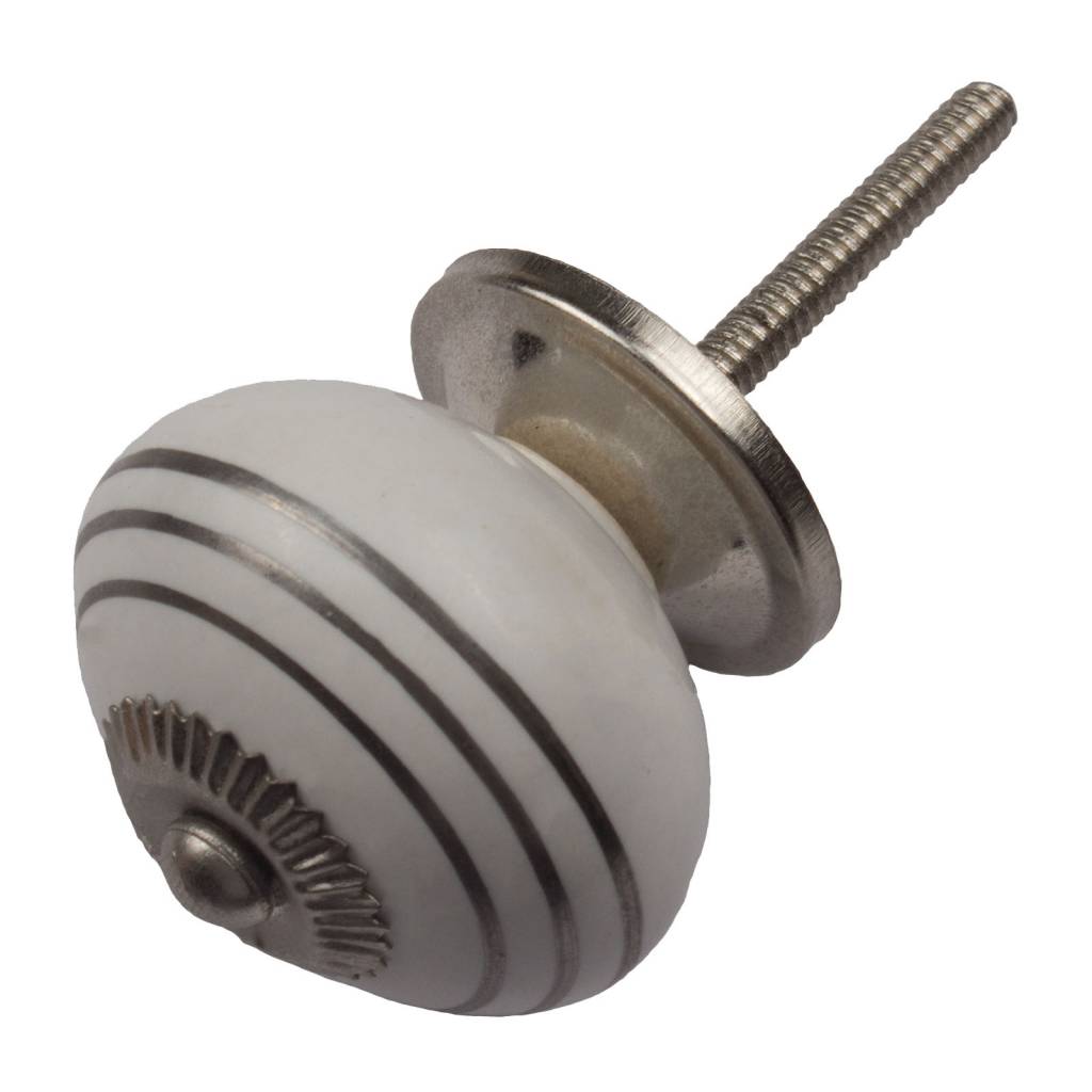 Furniture knob 40mm white silver striped