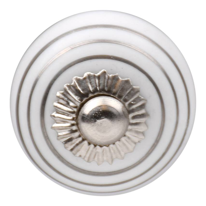 Furniture knob 30mm white silver striped