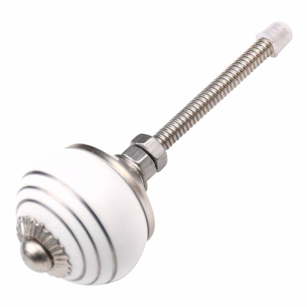 Furniture knob 30mm white silver striped