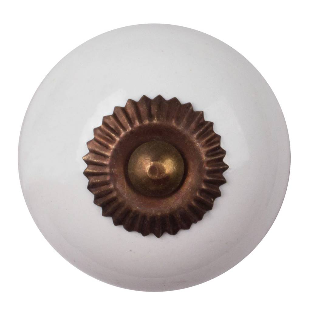 Furniture knob 40mm porcelain white - bronze