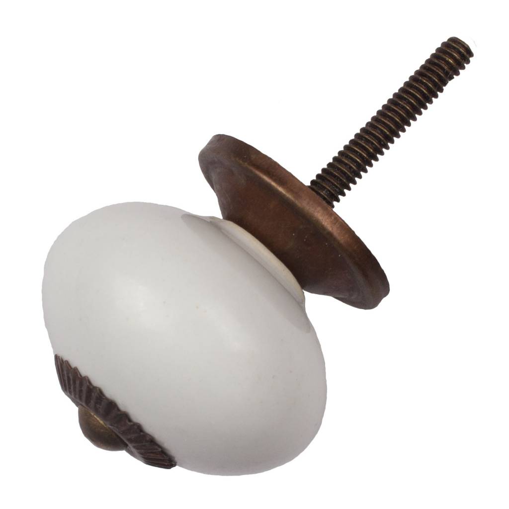 Furniture knob 40mm porcelain white - bronze