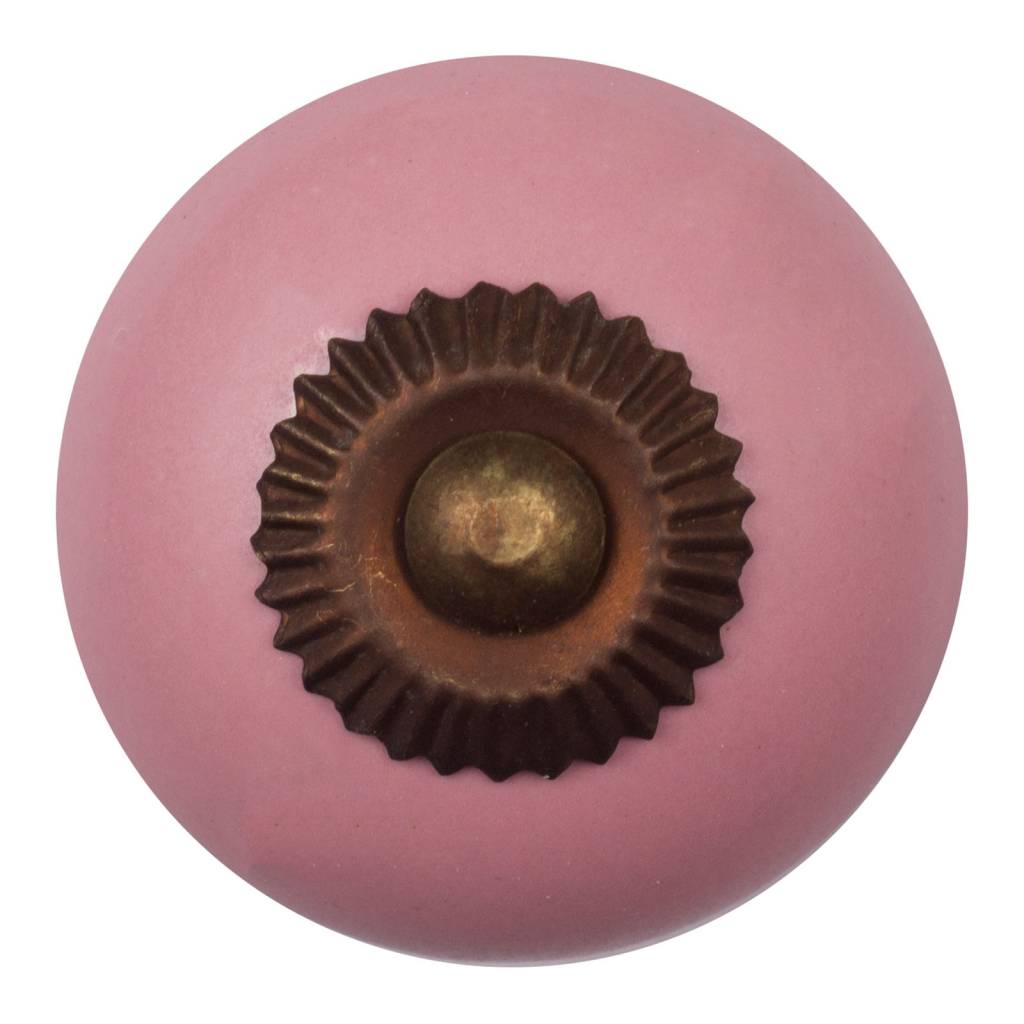 Furniture knob 40mm porcelain pink - bronze