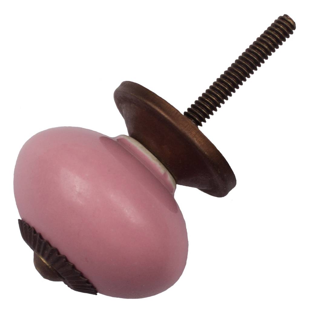 Furniture knob 40mm porcelain pink - bronze