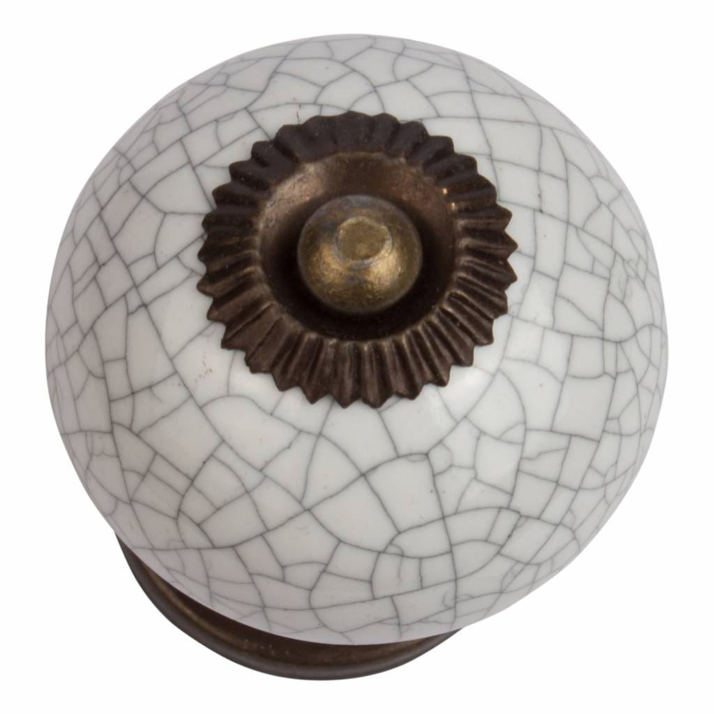 Furniture knob 40mm white crackled - fine