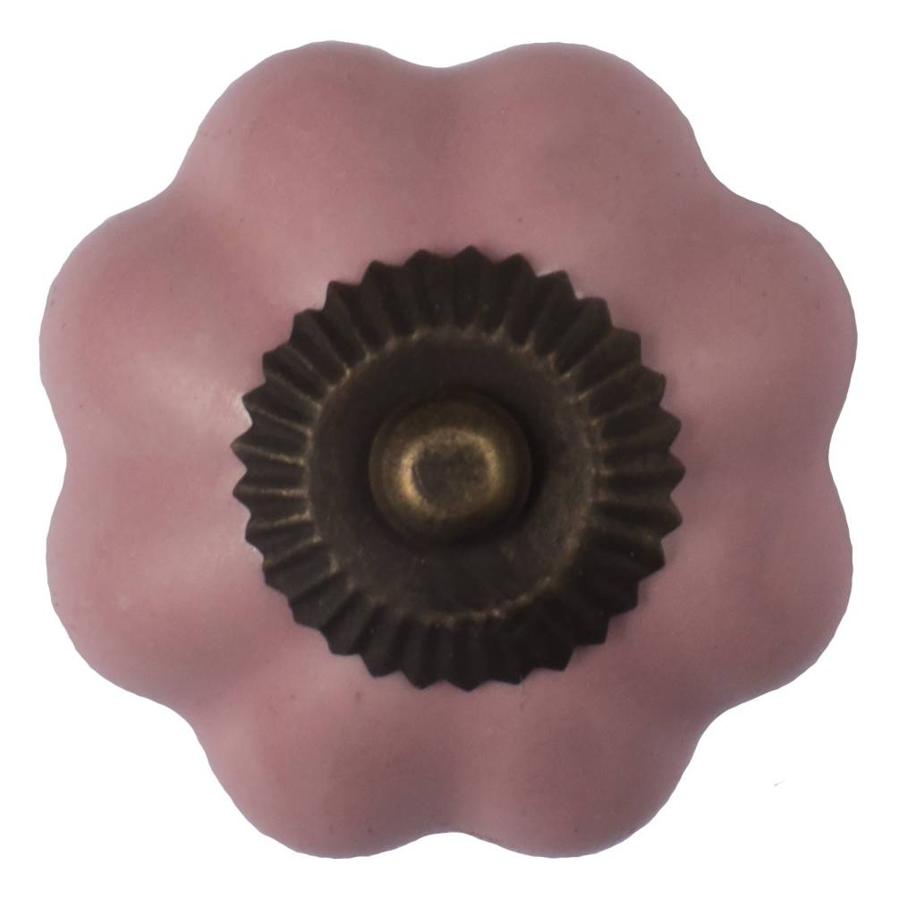 Furniture knob 40mm flower pink | bronze