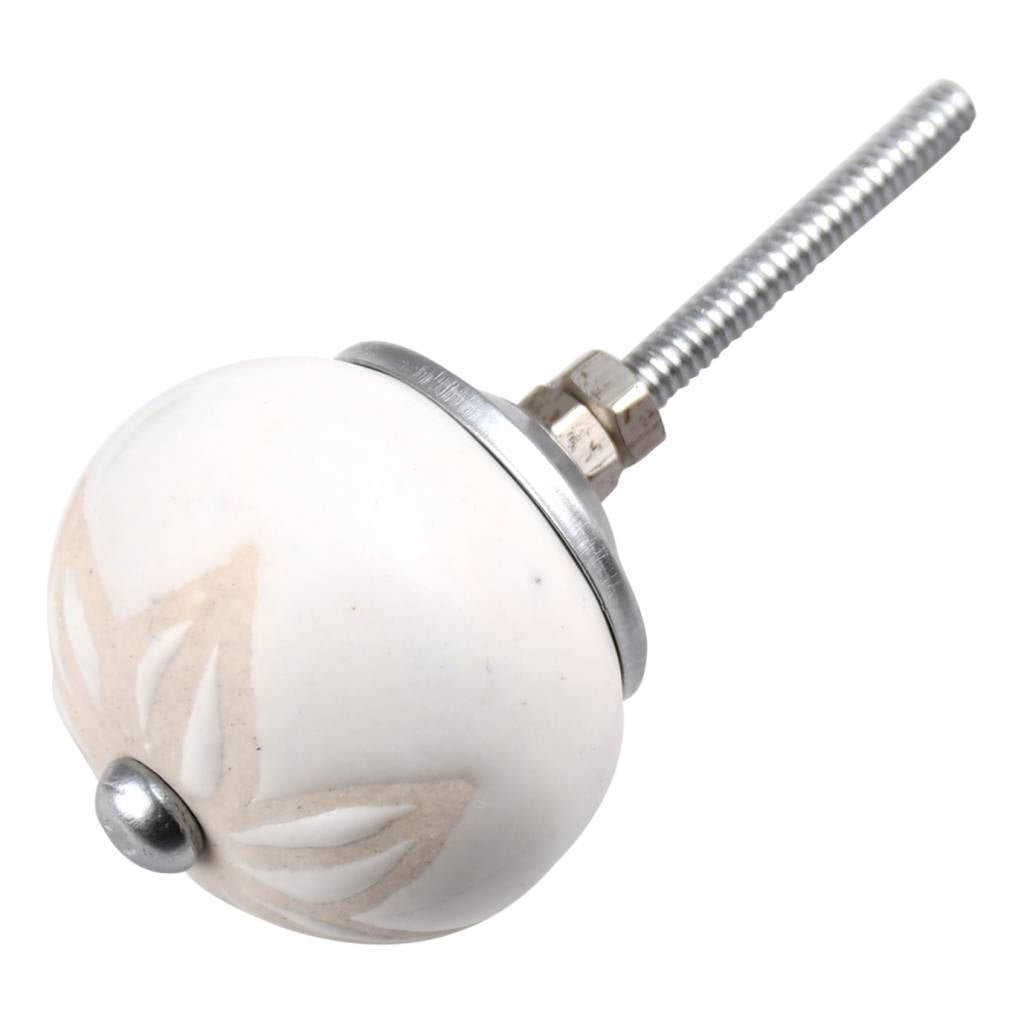 Furniture knob 40mm white beige flower