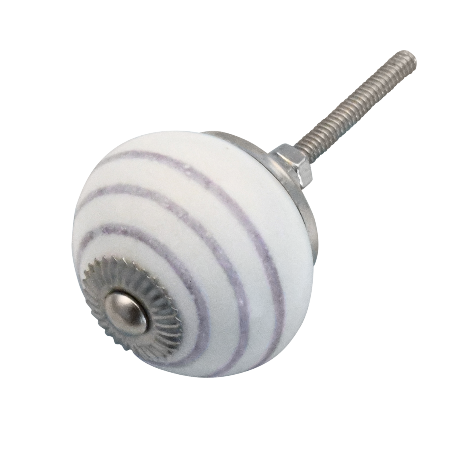 Furniture knob 40mm white with purple stripes