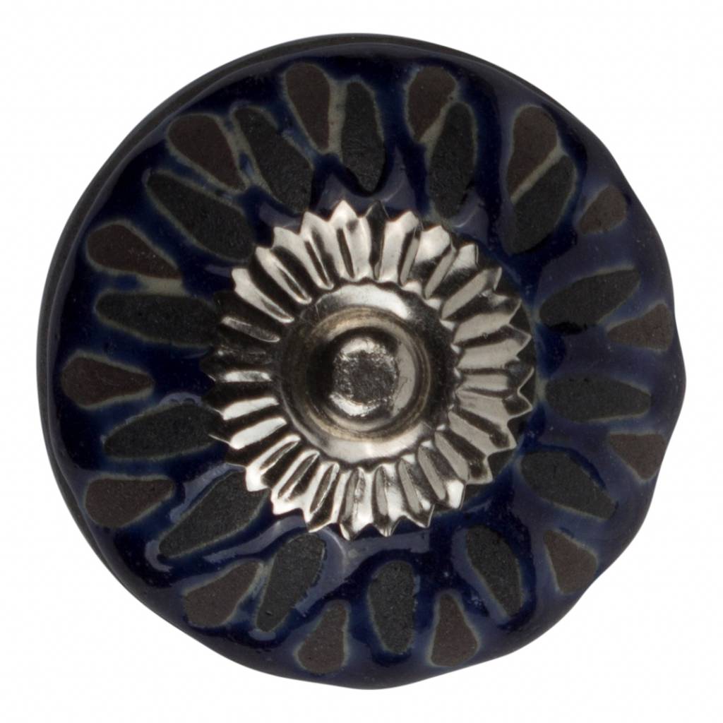 Furniture knob 40mm relief blue black