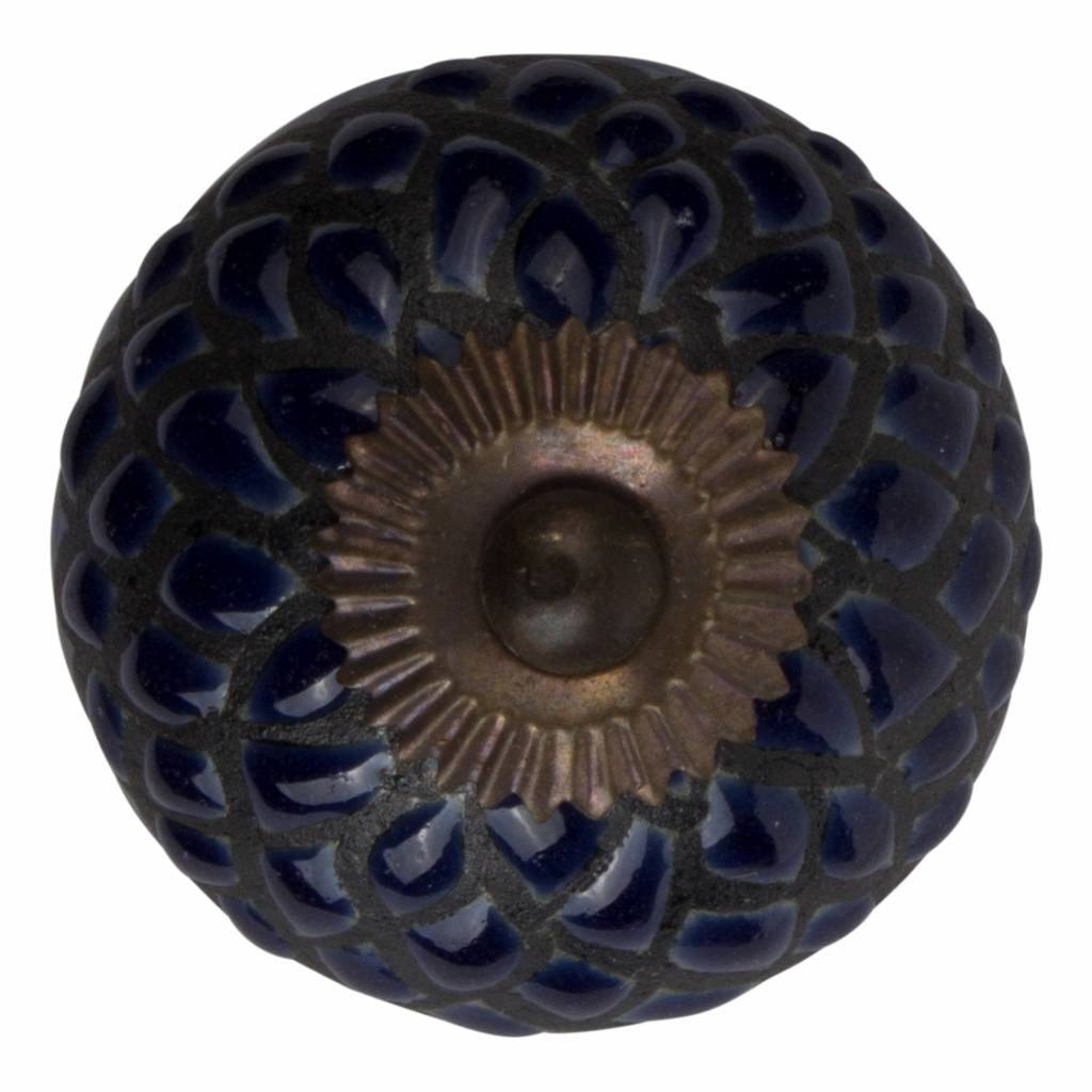 Furniture knob 40mm relief blue/black