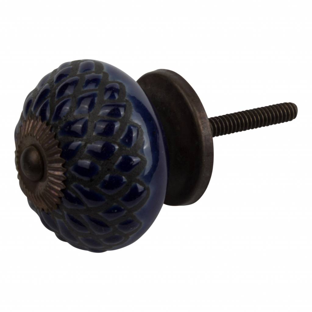 Furniture knob 40mm relief blue/black