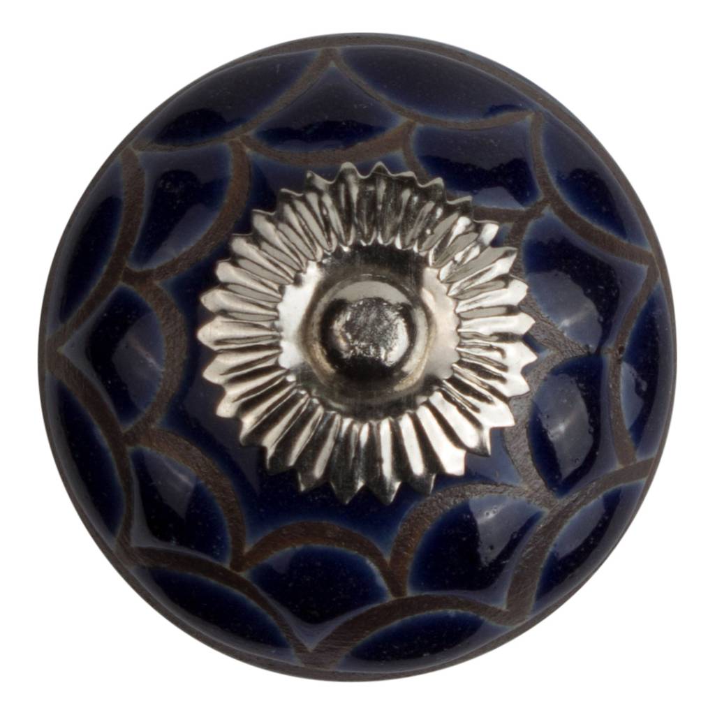 Furniture knob 40mm relief blue/black