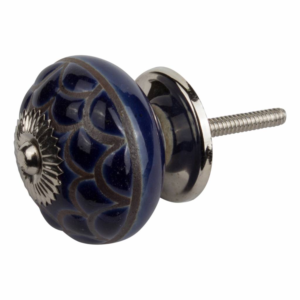 Furniture knob 40mm relief blue/black