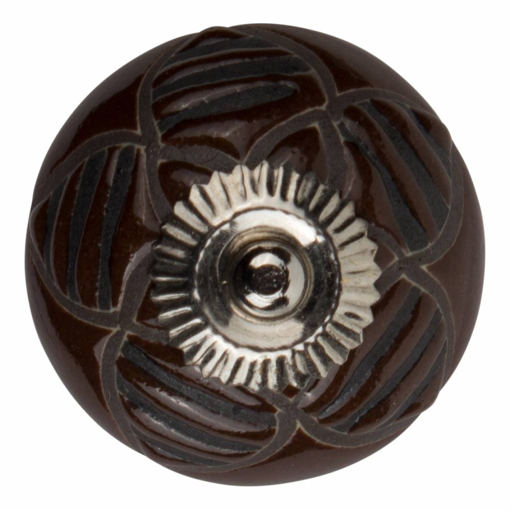 Furniture knob 40mm brown/black flower