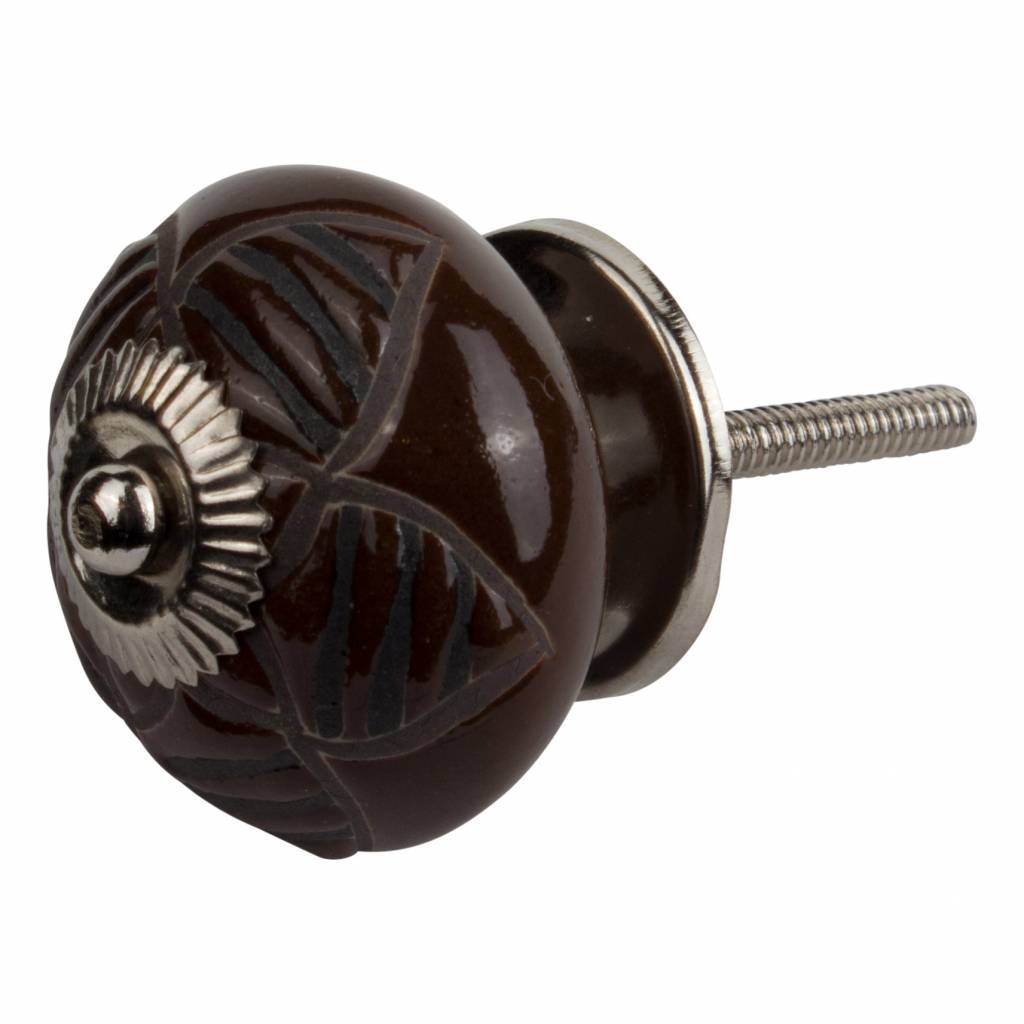 Furniture knob 40mm brown/black flower