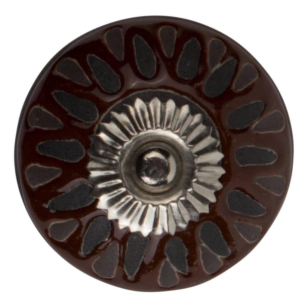 Furniture knob 40mm embossed brown/black