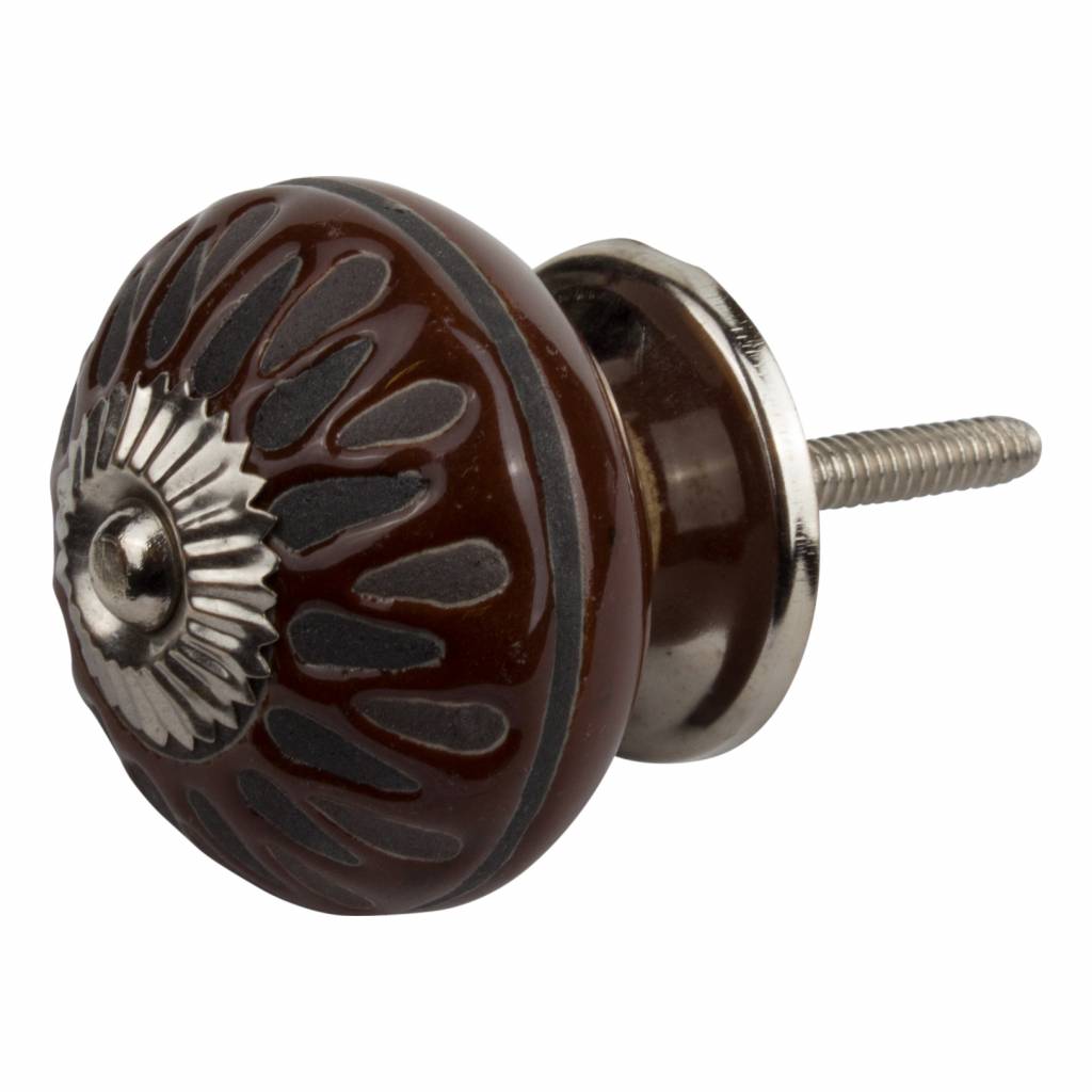 Furniture knob 40mm embossed brown/black