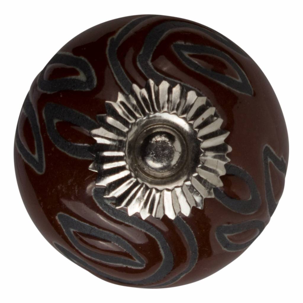 Furniture knob 40mm embossed brown/black