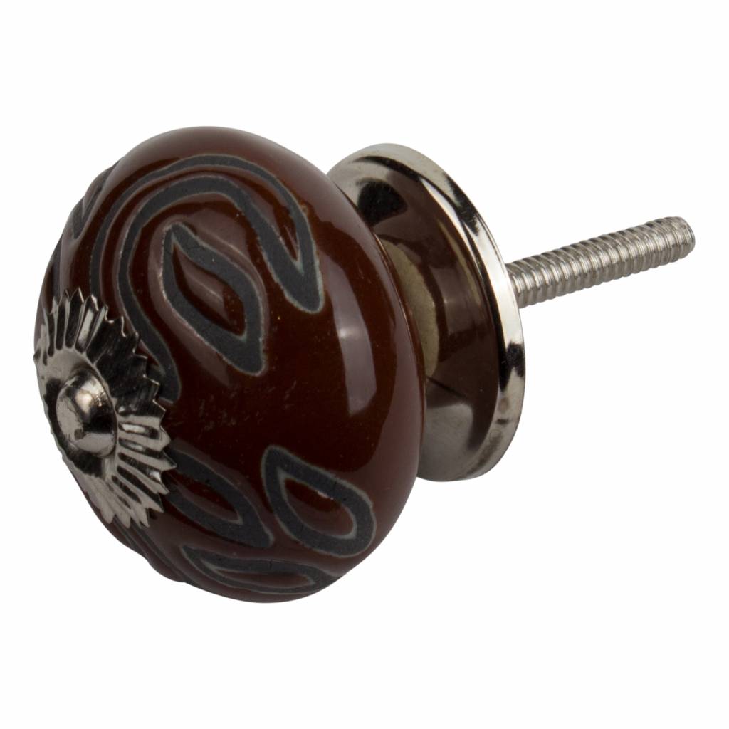 Furniture knob 40mm embossed brown/black