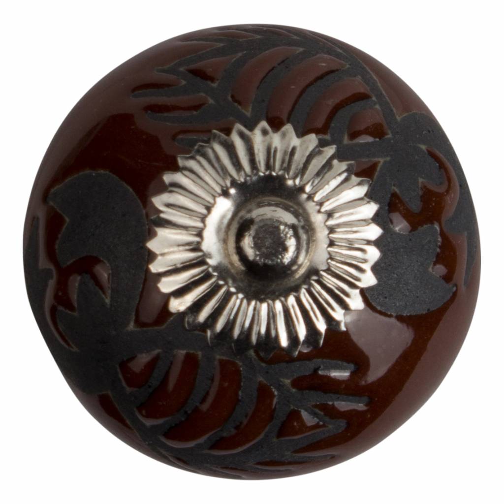 Furniture knob 40mm embossed lobster brown/black