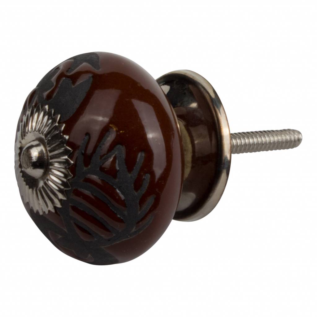 Furniture knob 40mm embossed lobster brown/black